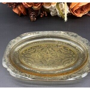 Vintage Yellow Depression Glass Platter – Madrid Pattern by Federal Glass
